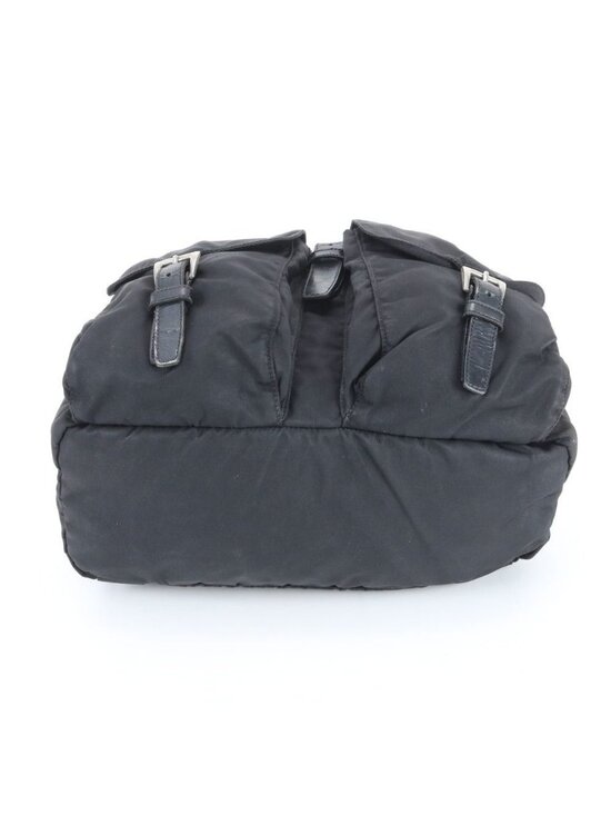 Prada Tessuto Nylon Triangle Logo Leather Backpack Black main image 4